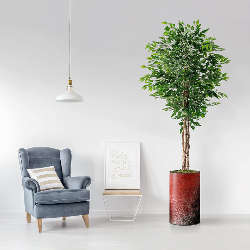 Arbre artificiel dans un pot de fleurs moderne, faux arbre en soie ficus (décoration en pot et arbre)