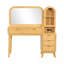 Meuble-lavabo cannelé 48 po avec grand miroir de 32 po, grand meuble-lavabo moderne avec plateau en verre avec 4 tiroirs et armoire de rangement, ensemble de coiffeuse avec station de charge pour la chambre à coucher, naturel