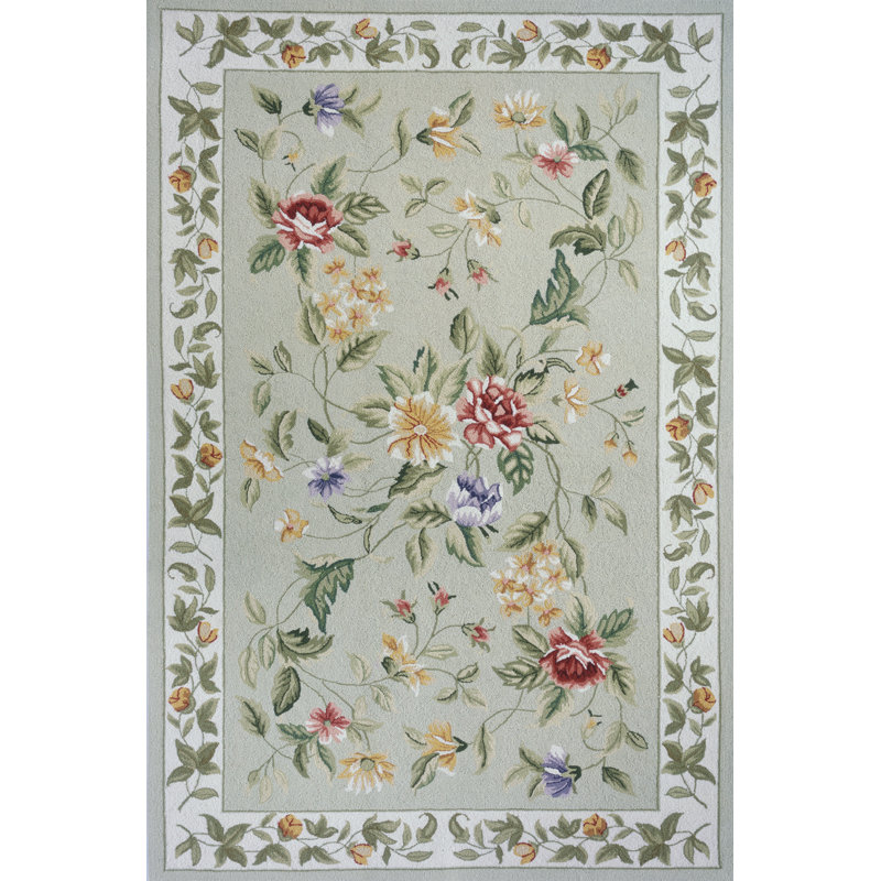 Tapis sauge en laine crocheté à la main Andillac, Rectangle 8 pi x 11 pi