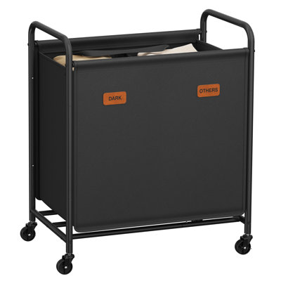 2-Section Laundry Sorter, Laundry Hamper With Wheels, Rolling Clothes Hamper Cart With Large Capacity And Removable Bags, For Laundry Room, Bedroom, Bathroom