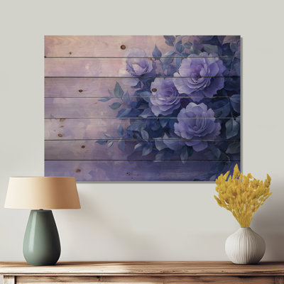 Mauve crépuscule lueur de roses - Art mural en bois de roses - sur bois de pin naturel