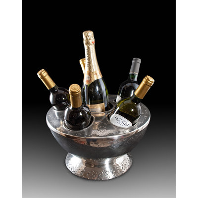 Handcrafted Italian Pewter Six-Bottle Wine Cooler
