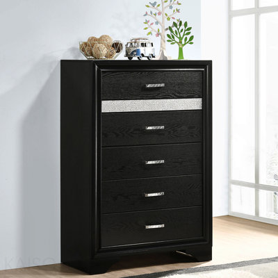Black 6-Drawer Bedroom Chest