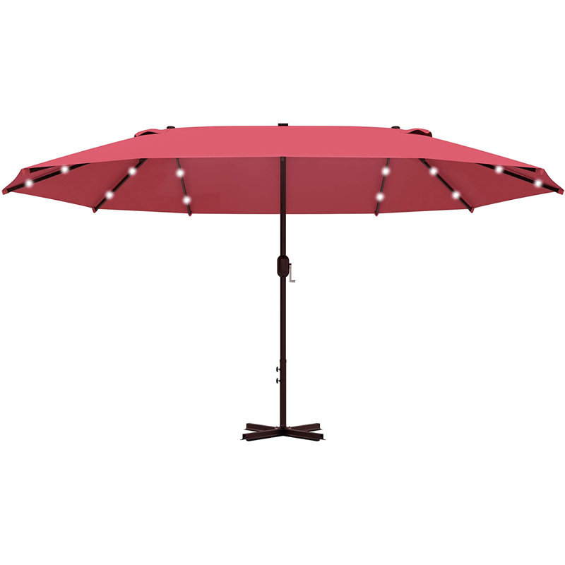 443cm X 260cm Rectangular Lighted Market Parasol, Wine Red