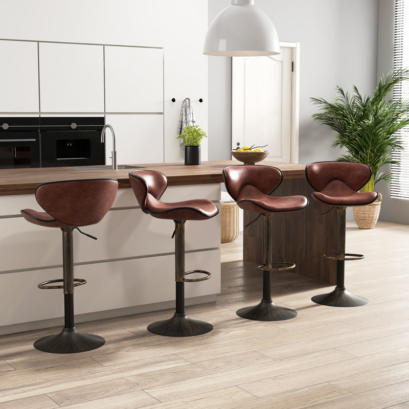 Annilee Swivel Upholstered Adjustable Height Bar Stool