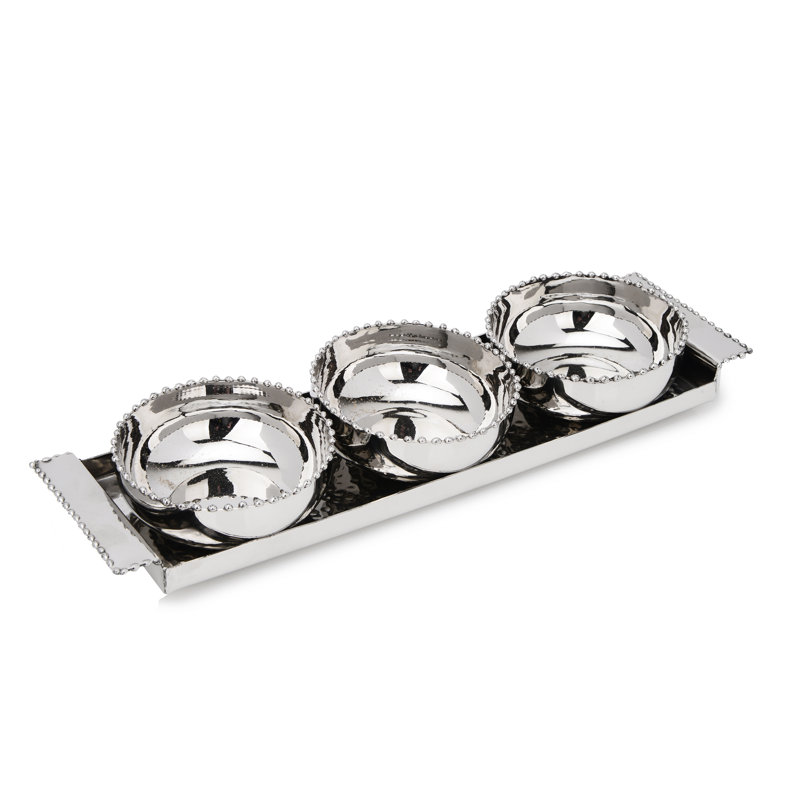 Classic Touch Stainless Steel Divided Serving Dish
