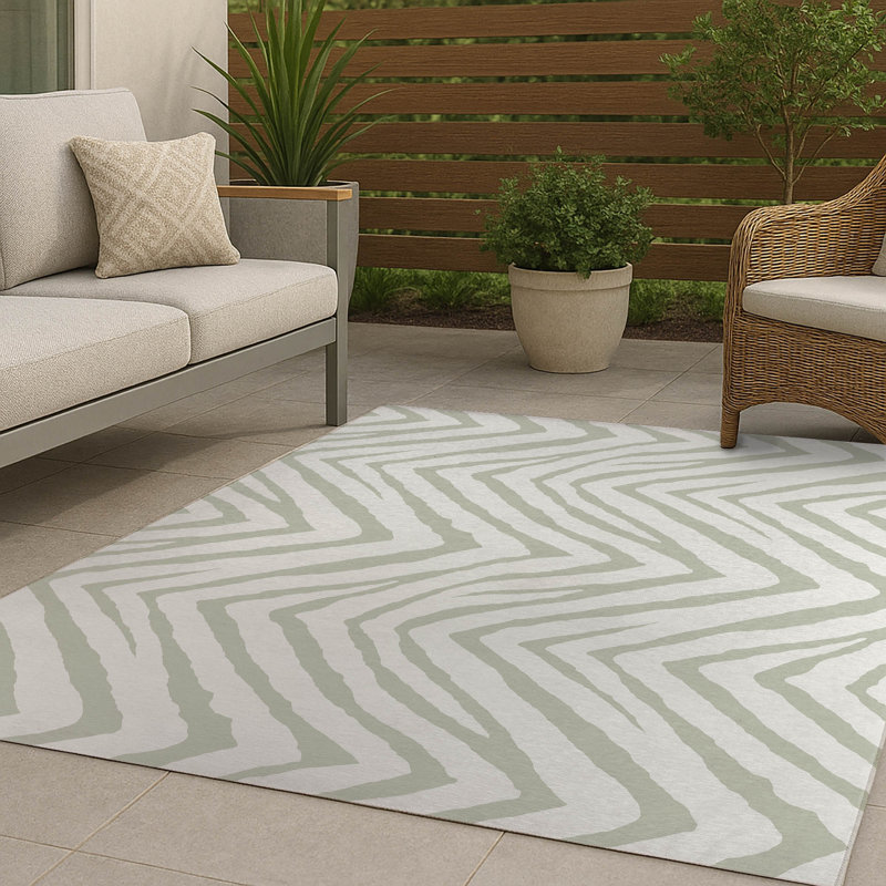 Zebra Stripe Non-Slip Outdoor Rug, Rectangle 2' x 3'
