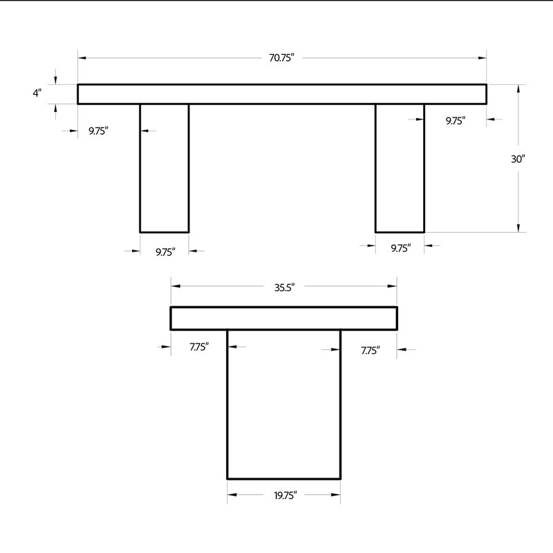 Mixx Elcor 82.75, 70.75" L x 35.5" W, Ivory Terrazo, Standard Table (30.5" Height)