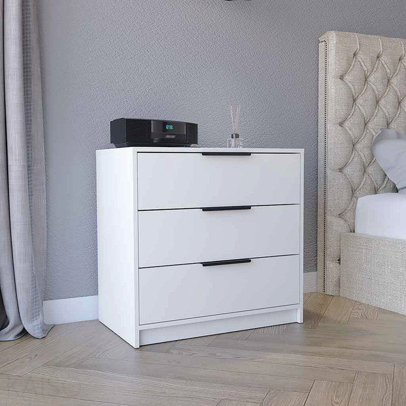 Commode 3 tiroirs, plateau supérieur - blanc, Blanc