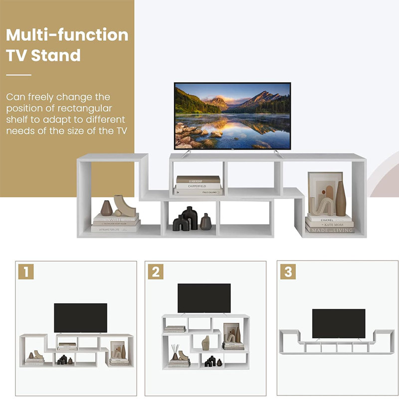 Meuble télé avec téléviseur de 60 po ou moins Carrolton pour téléviseur de 60 po ou moins, Blanc