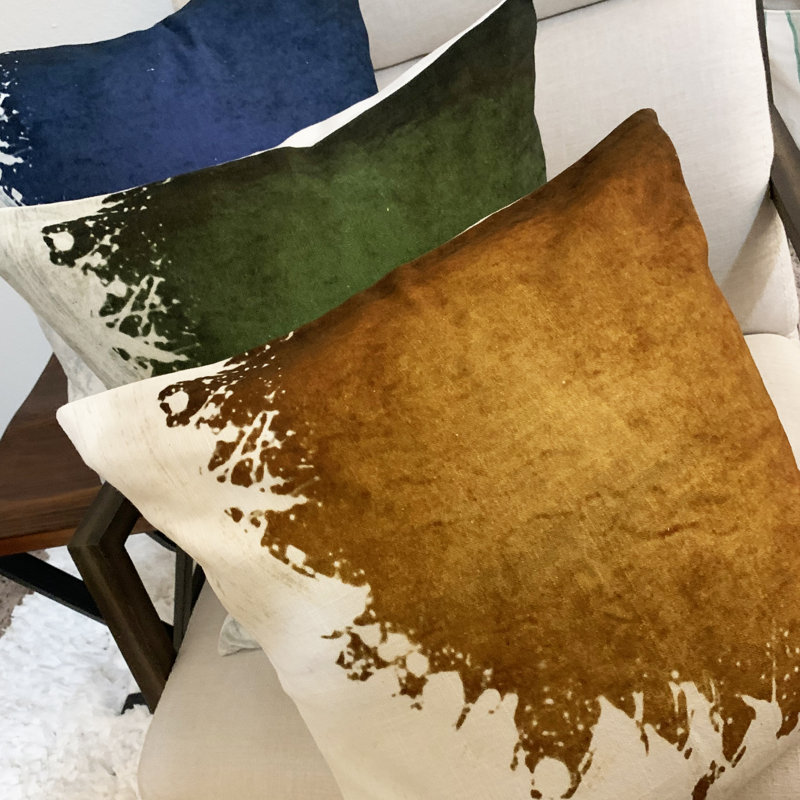 Coussin décoratif en coton 20 po, Vert / blanc