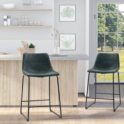 Shaquan Bar Stools Set of 2, Counter Height Barstools with Back