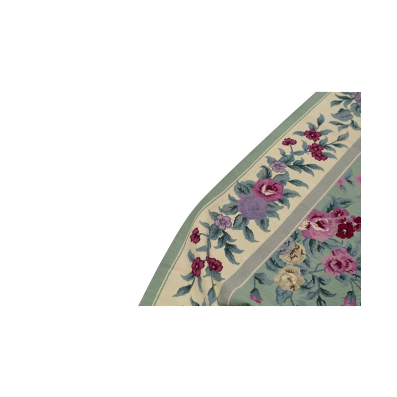 Hand-Knotted High-Quality Green and Red Area Rug