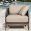 Méridienne de patio résistante aux intempéries, bois d'eucalyptus et coussin taupe