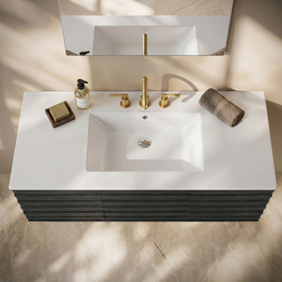 Comptoir de meuble-lavabo surdimensionné 48 trous à 3 trous en blanc brillant