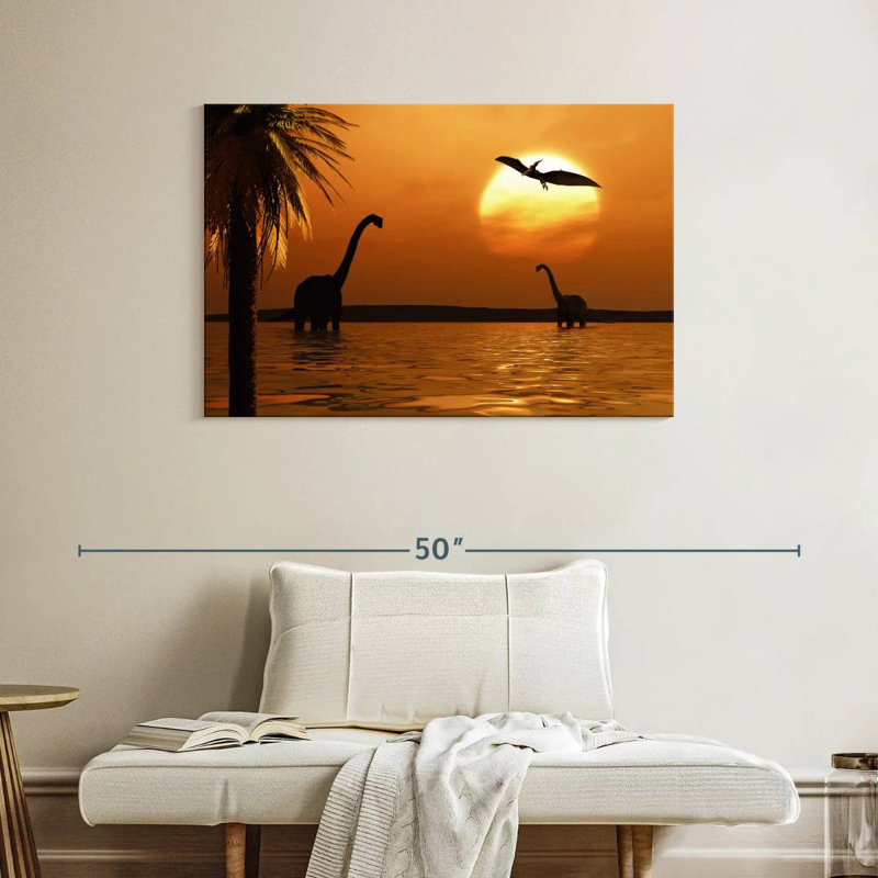 Gillard Dinosaurs Sunset, 26" H x 39" W