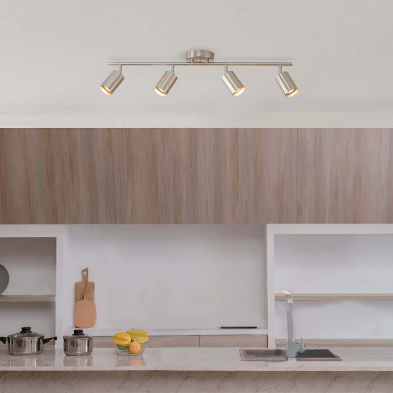 Sarva 30'' 4 -Light Fixed Track Track Kit with Dimmable and Adjustable Head, Brushed Nickel, Brushed Nickel