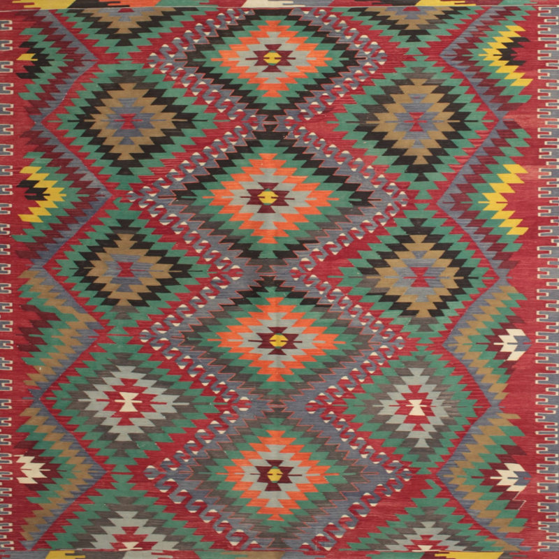 Tapis rouge à motif sud-ouest, Carré 3 pi