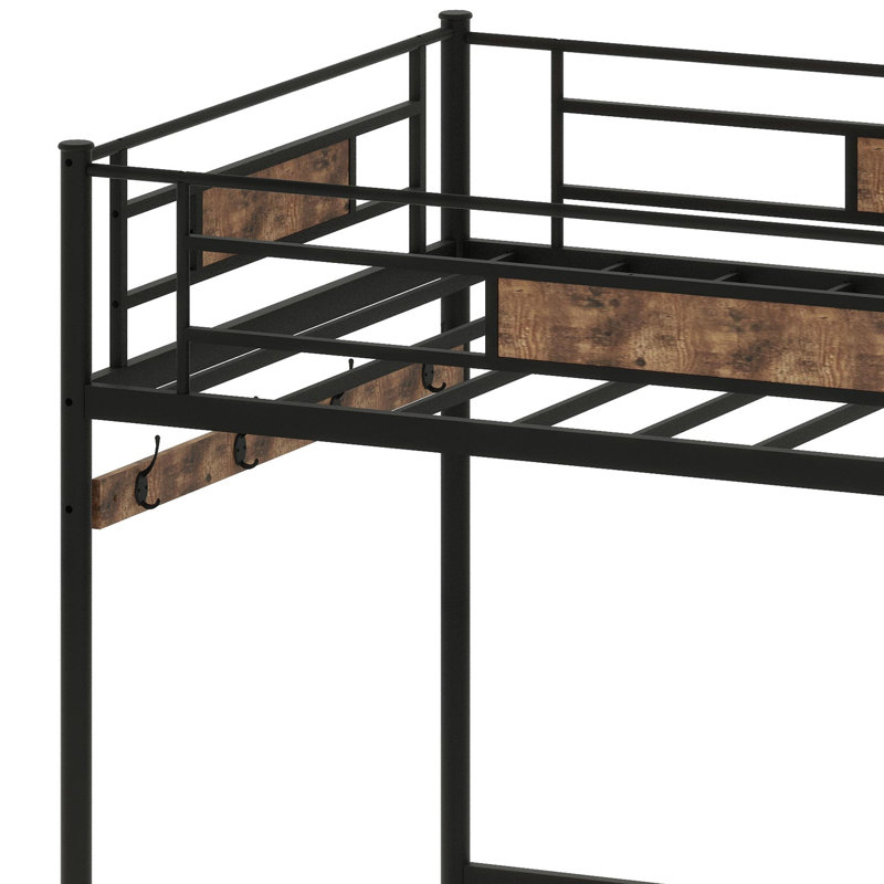Easy-Assembly Loft Bed With Storage Space And Reinforced Buckle-Fastened Slats