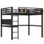 Lit mezzanine double en métal avec bureau, panier de rangement, horloge et port de charge, noir multifonctionnel-886783578