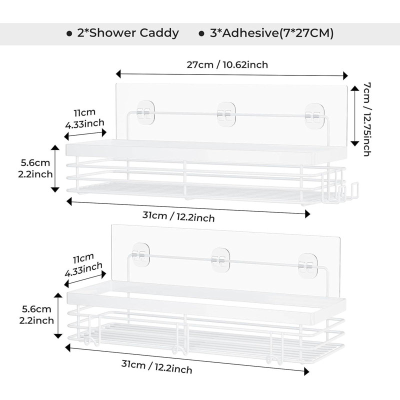 Wall Mounted Required Shower Caddy, White