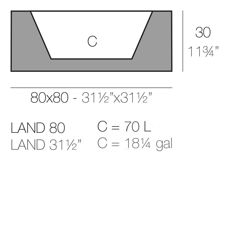 Pot à fleurs en résine Land, H 11,75 po x l 31,5 po P 31,5 po