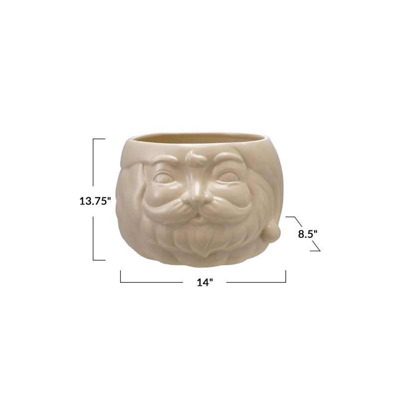 Stoneware Santa Head Bottle Cooler/Container