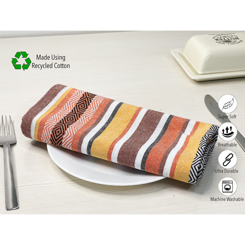 Ensemble de 6 serviettes de table en tissu rayé tissé Salsa, Récoltes