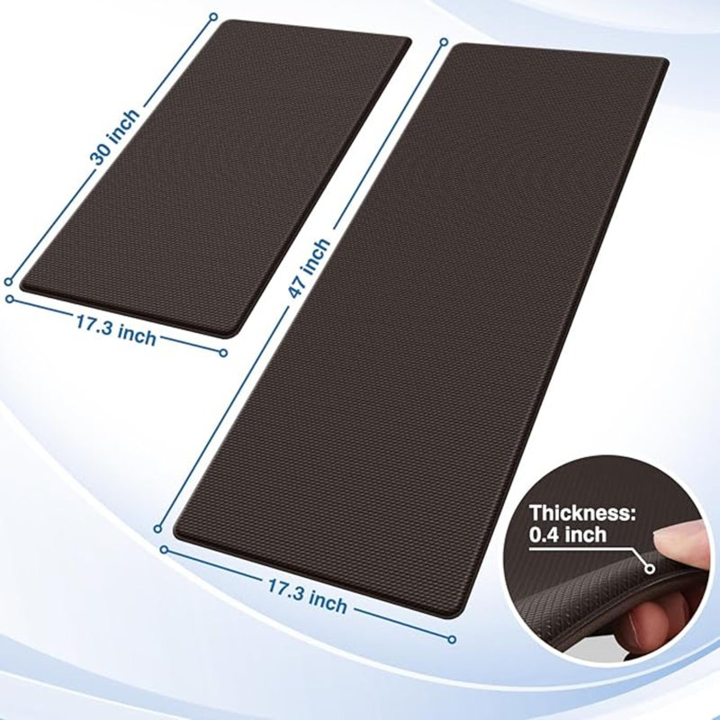 Kitchen Mats, 2PCS Kitchen Rugs, Cushioned Anti Fatigue Kitchen Mats For Floor, Non-Slip Standing Desk Mat, Waterproof Kitchen Rug Set For Kitchen, Floor, Office, 17.3"X30"+17.3"X47"