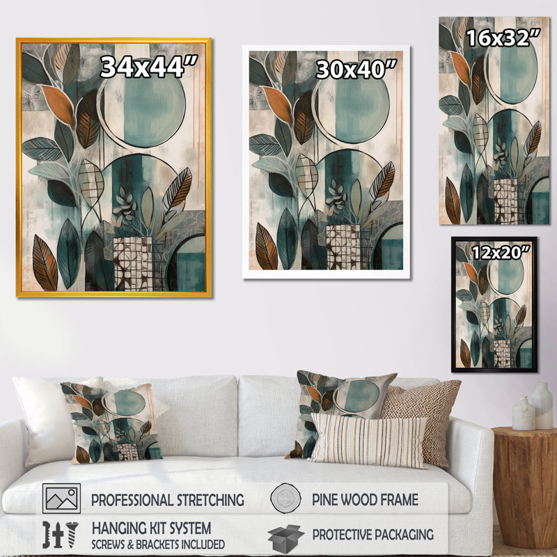 «Vittorio Orange and Green Abstract Bohemia I», reproduction sur toile, H 40 po x l 30 po x P 1,5 po, Toile tendue