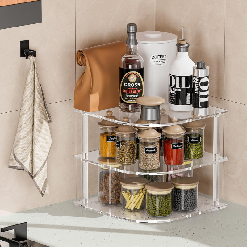 Acrylic Corner Plate Rack – 3-Tier Dish Organizer for Kitchen Cabinets & Countertops