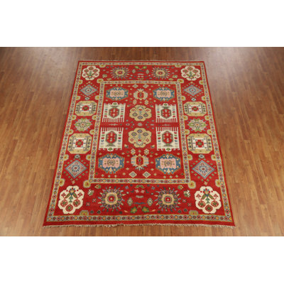 Red Geometric Traditional Indian Area Rug 8x10