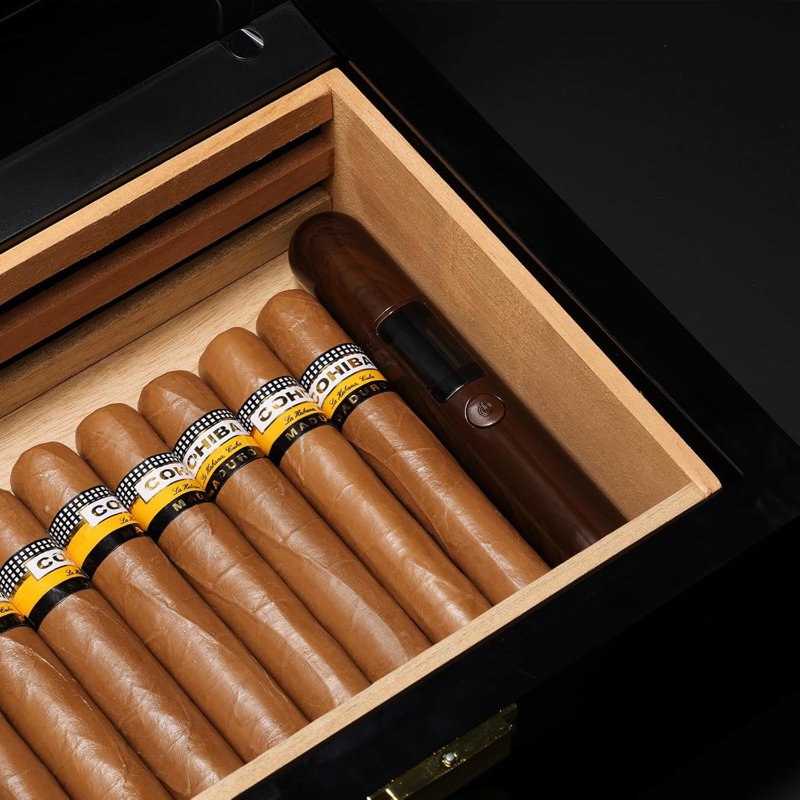  Hygromètre à cigare à une seule sonde, humidimètre numérique rechargeable avec lumière DEL, testeur d'humidité de précision pour les humidificateurs, cadeau idéal pour les collectionneurs de cigares, les amateurs ou les hommes