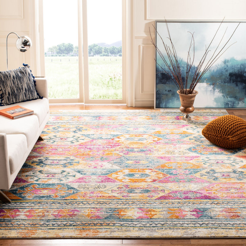 Tapis rose Felty Ikat, Rectangle 6 pi x 9 pi