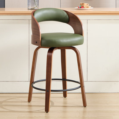 Tabouret de comptoir pivotant confortable avec pieds en bois massif durable
