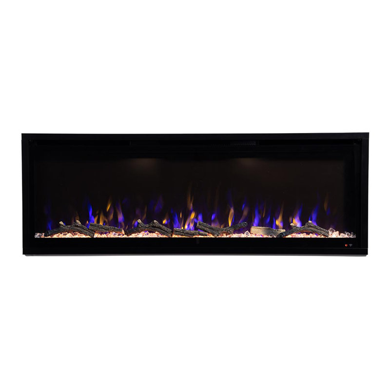 Modern Ember 72-Inch Black Smart Linear Electric Fireplace with LED Flames