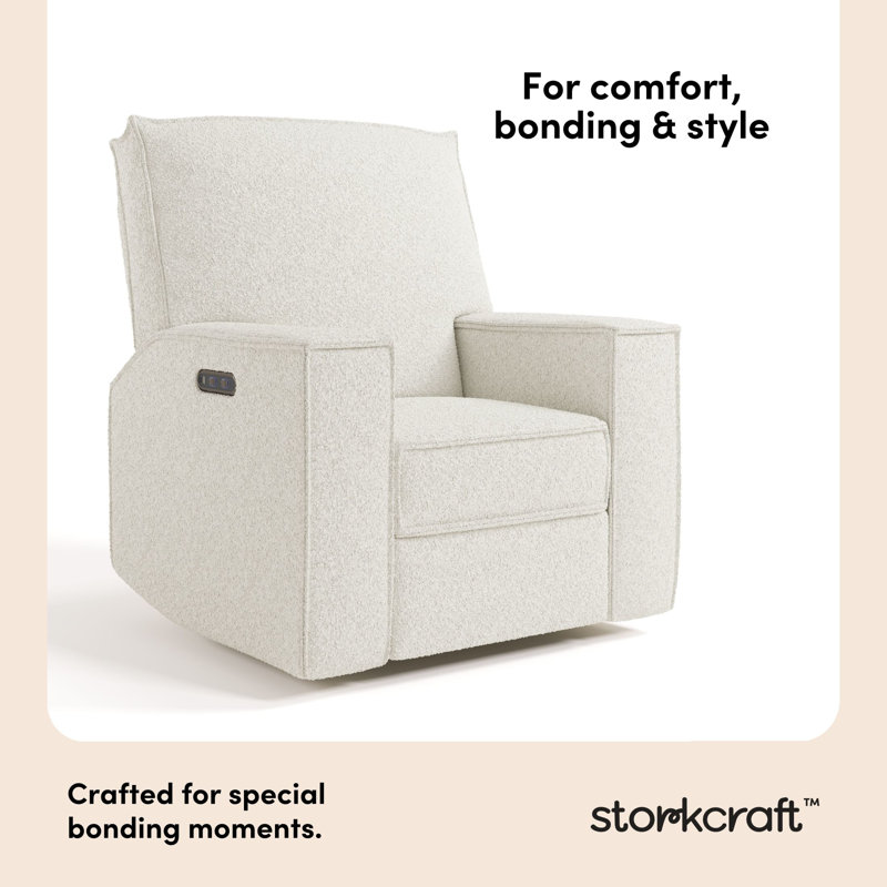 Texas Nursery Power Recliner Swivel Glider , Ivory Boucle
