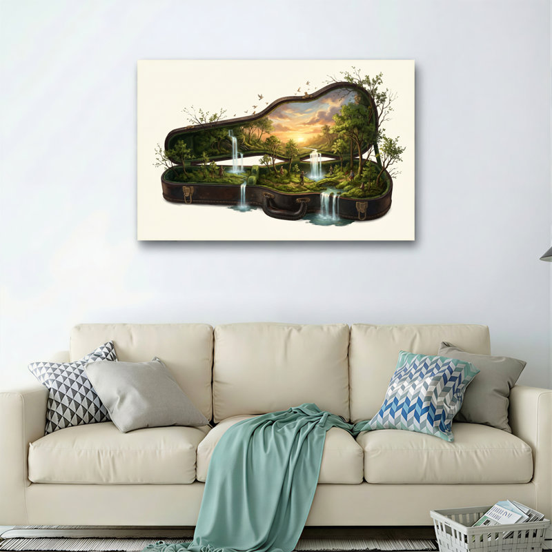 Ensemble de 1 tableau sur toile représentant un paysage naturel, H 18 po x l 24 po, Toile tendue