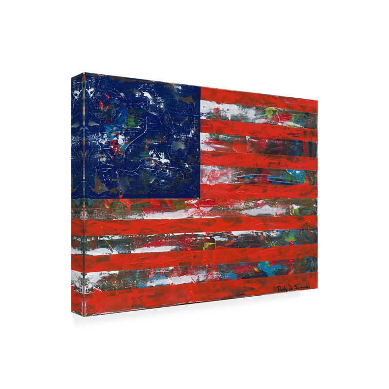Toile d'extérieur «American Flag» par Patricia Alvez, H 14 po x l 19 po x P 1,5 po