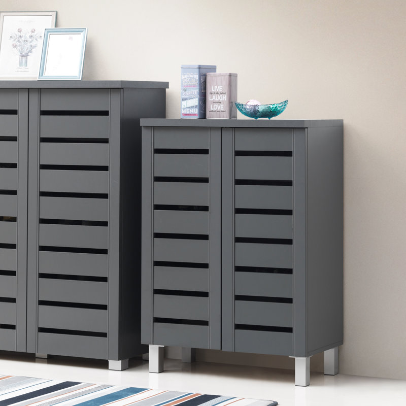 Osvaldo 8 Pair Shoe Storage Cabinet, Dark Grey