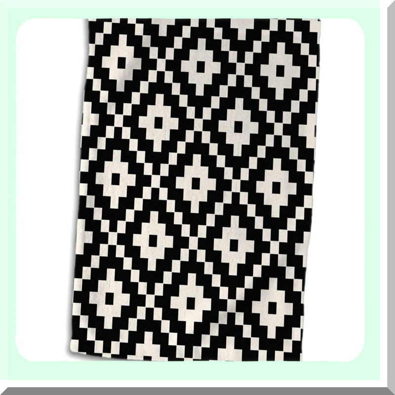Elegant Glam Hand Towel - 15x22, Aztec Block Pattern Geometric