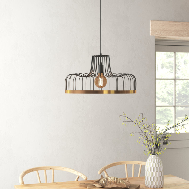 Industrial Chandelier, Black & Copper Metal Body, 20.9 in Diameter x 48.8 in Height | Adjustable Height, E27 Socket (Max 40W) | Modern Plain Design, Perfect for Dining Room & Living Spaces, Stylish & Functional Lighting