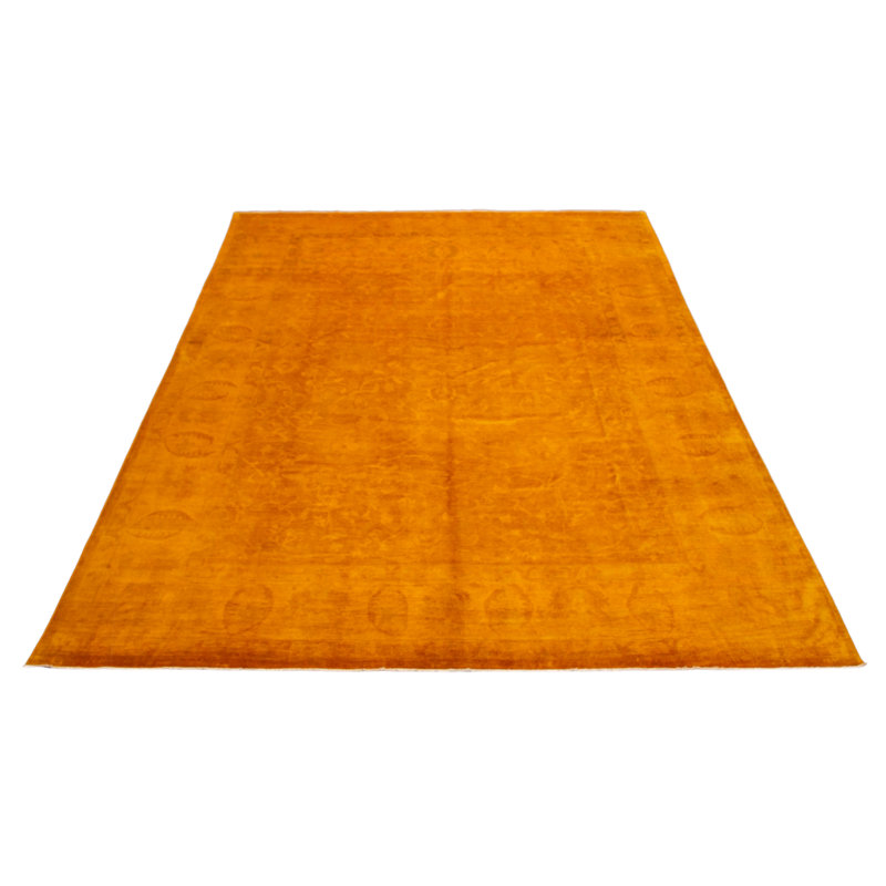 Tapis orange noué à la main de conception unique 12 pi 6 po x 16 pi 2 po