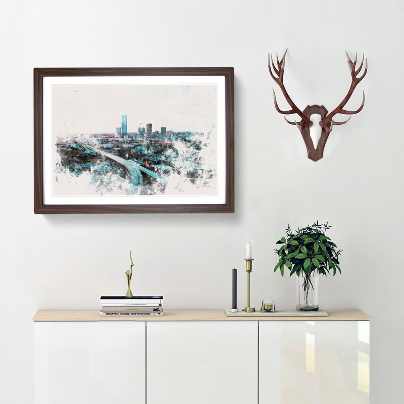 Oklahoma City Skyline - Framed Print, 33cm H x 45cm W x 2cm D, Walnut Framed