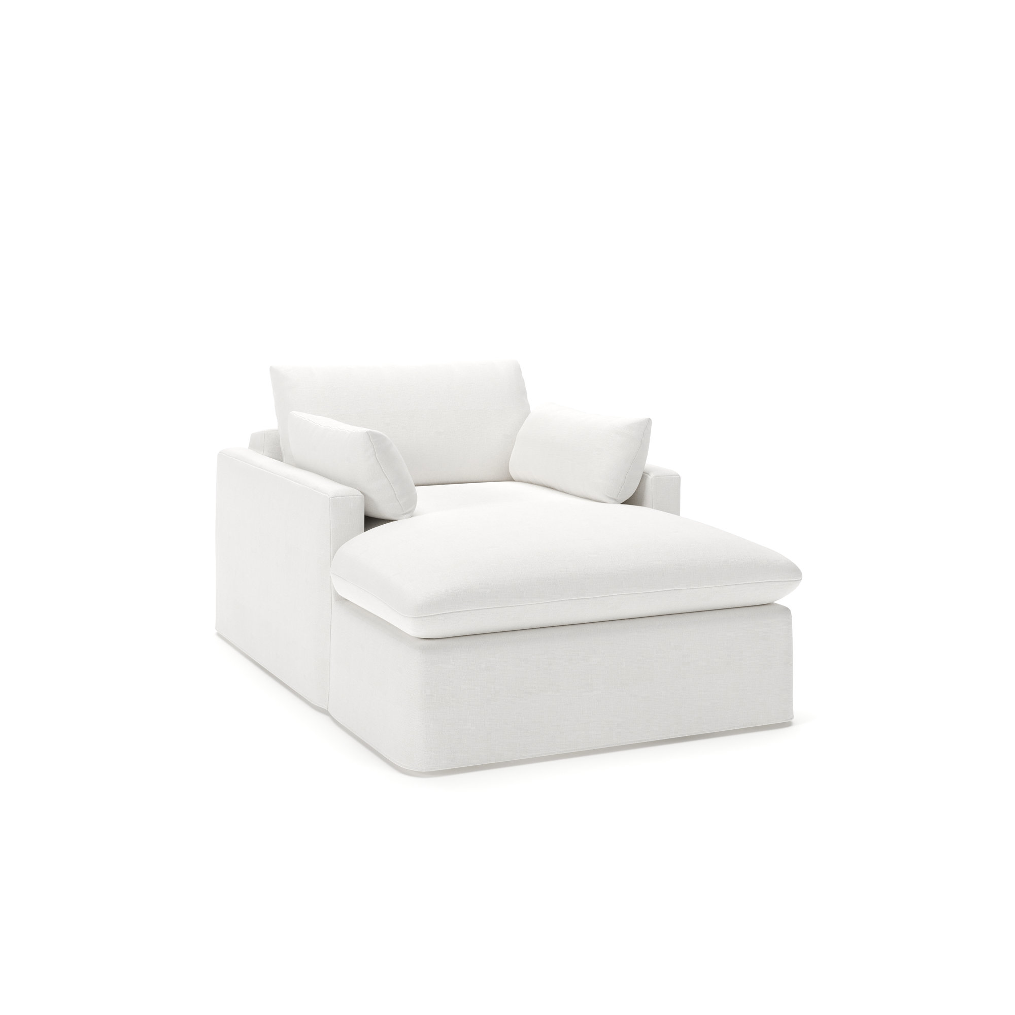 Luna Slipcovered Chaise, Drusky Moonglow Sustain® Basketweave