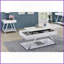 Table basse contemporaine blanche avec cadre chromé Finition ultrabrillante - Tablette ouverte peu encombrante pour le salon