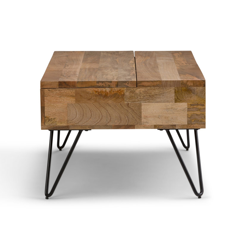 Hunter - Table basse à plateau relevable - Naturel, H 18 po x L 48 po x l 24 po