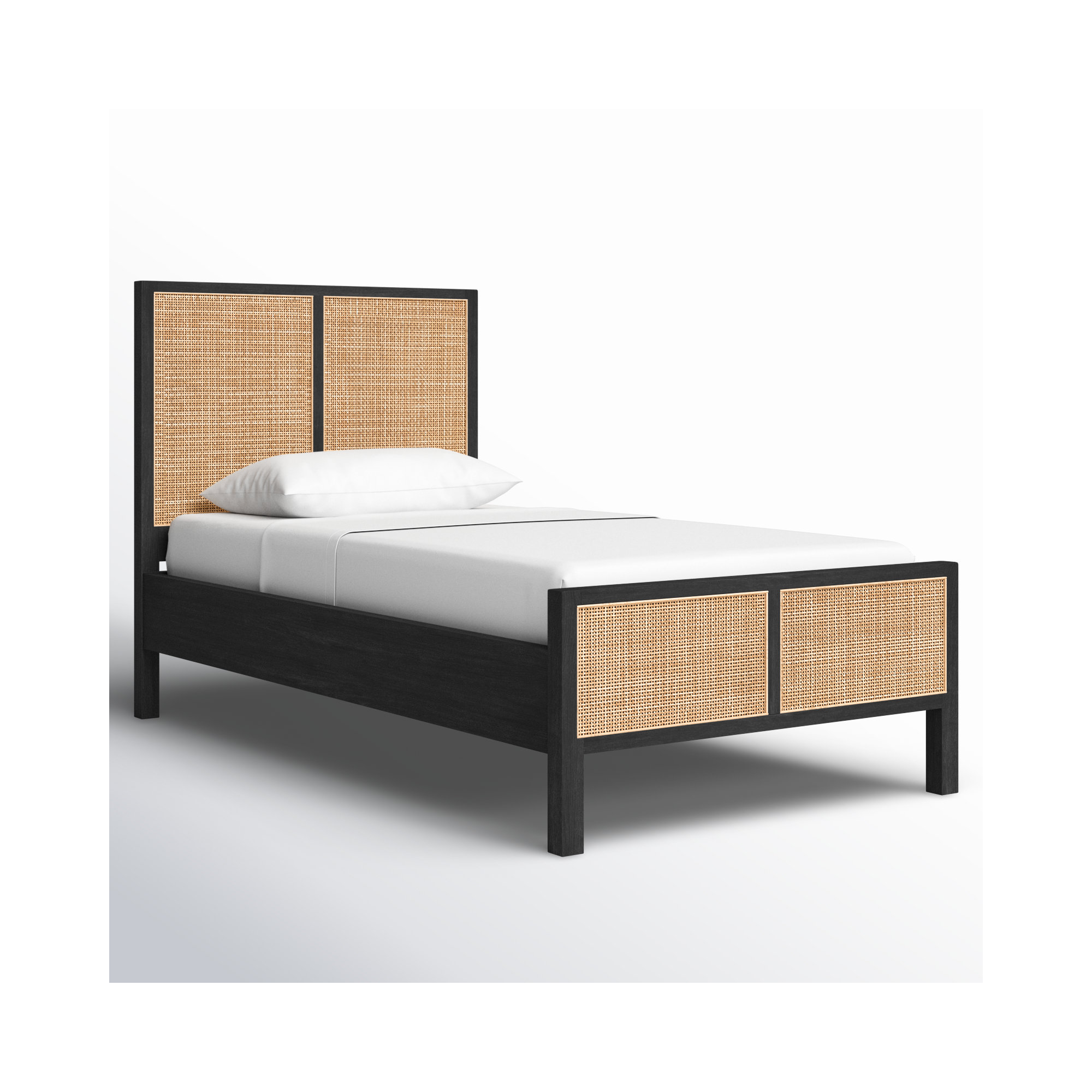 Nellie Cane Bed, Twin, Black Wash