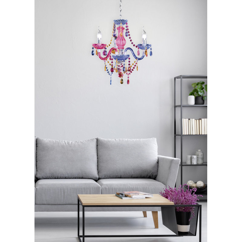Gilkey 3 -Light Dimmable Candle Style Chandelier, Multicolour