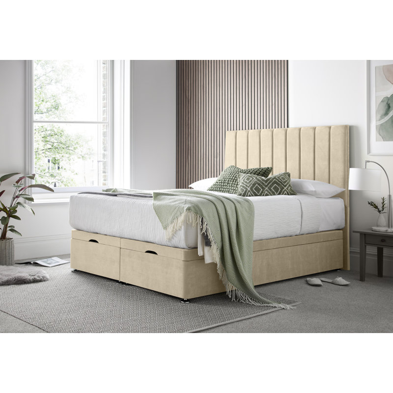 Sara Naple Divan Ottoman with Floor Standing Headboard, Beige, Kingsize (5')